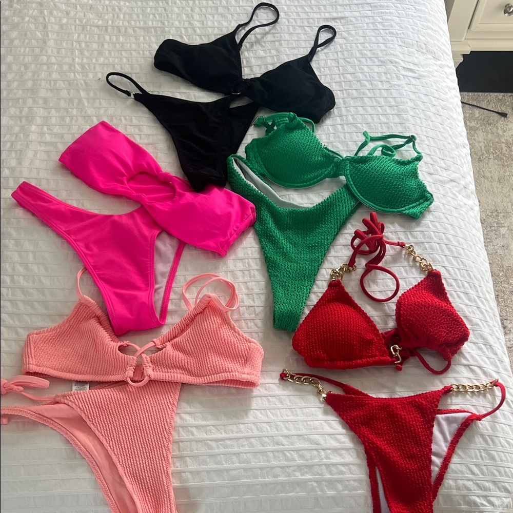 Stylish bikini Sets - Black, Pink, Green, Red